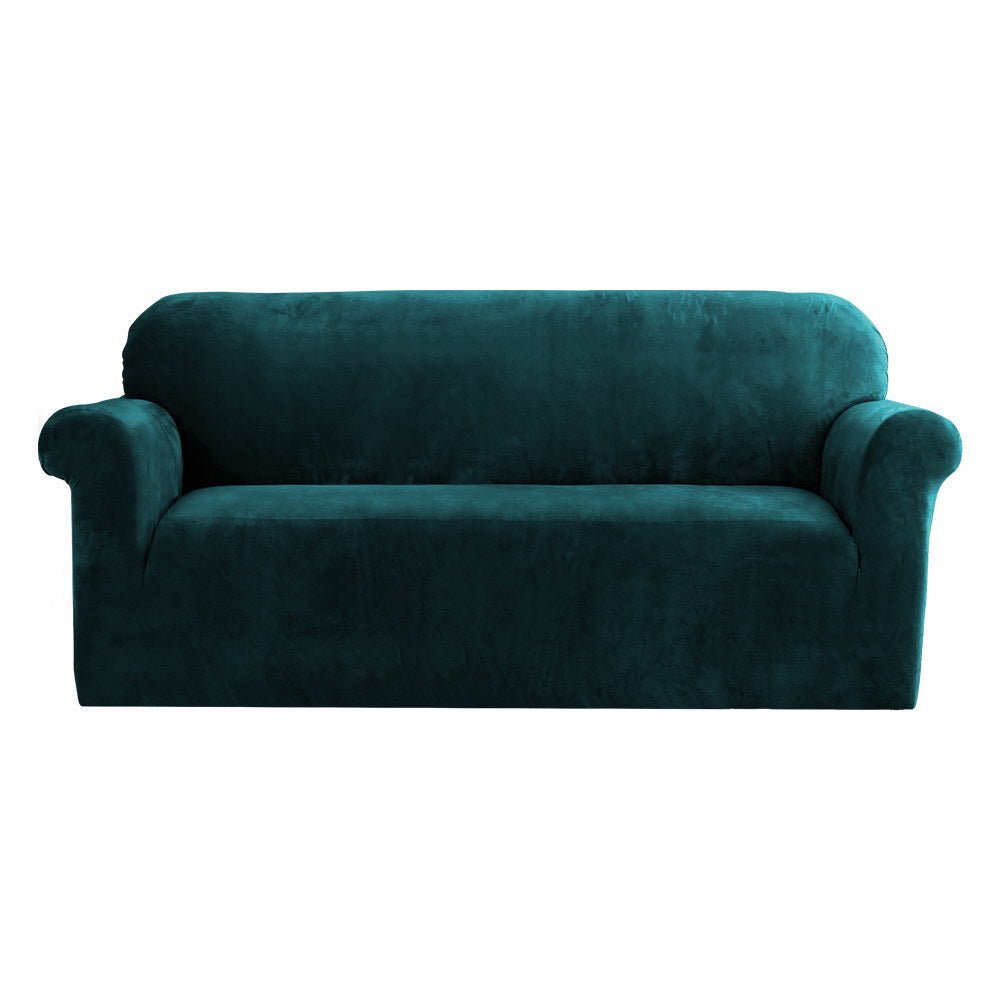 Artiss Sofa Cover Couch Covers 3 Seater Velvet Agate Green - NuSea
